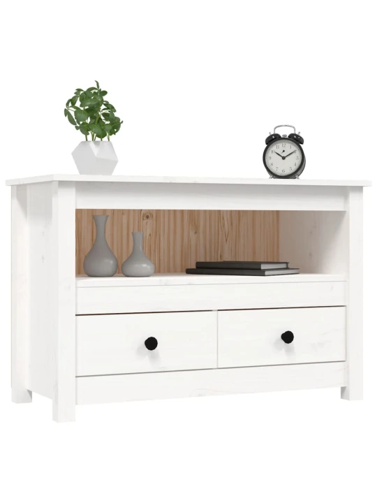 TV skříňka bílá 79x35x52 cm masivní borové dřevo