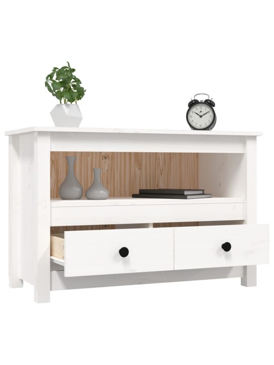 TV skříňka bílá 79x35x52 cm masivní borové dřevo