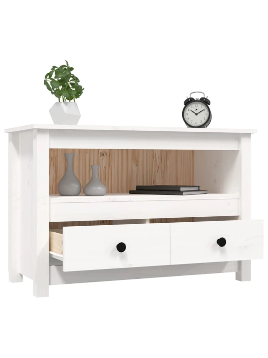 TV skříňka bílá 79x35x52 cm masivní borové dřevo