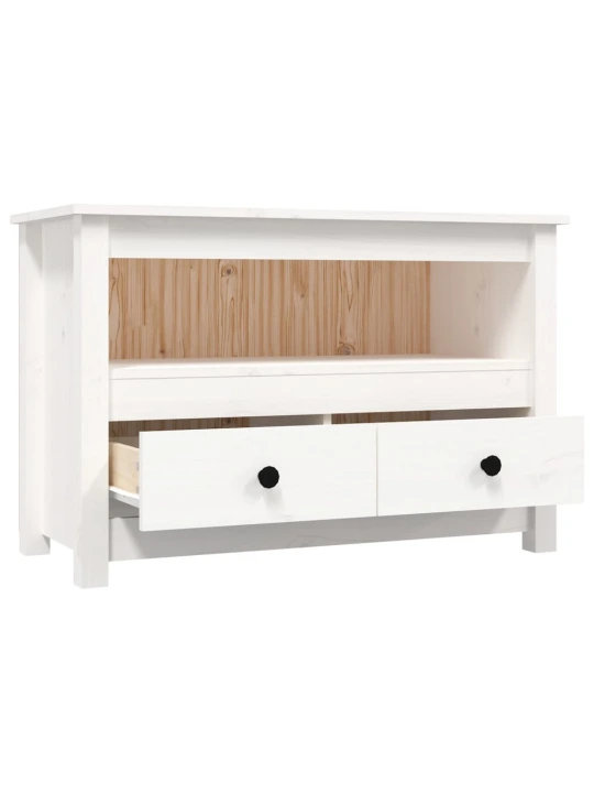 TV skříňka bílá 79x35x52 cm masivní borové dřevo