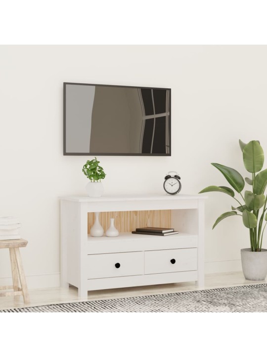 TV skříňka bílá 79x35x52 cm masivní borové dřevo