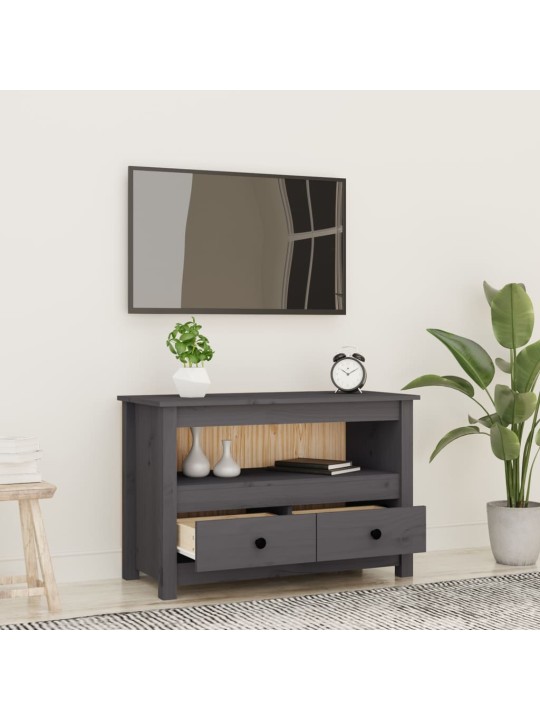TV skříňka šedá 79x35x52 cm masivní borové dřevo