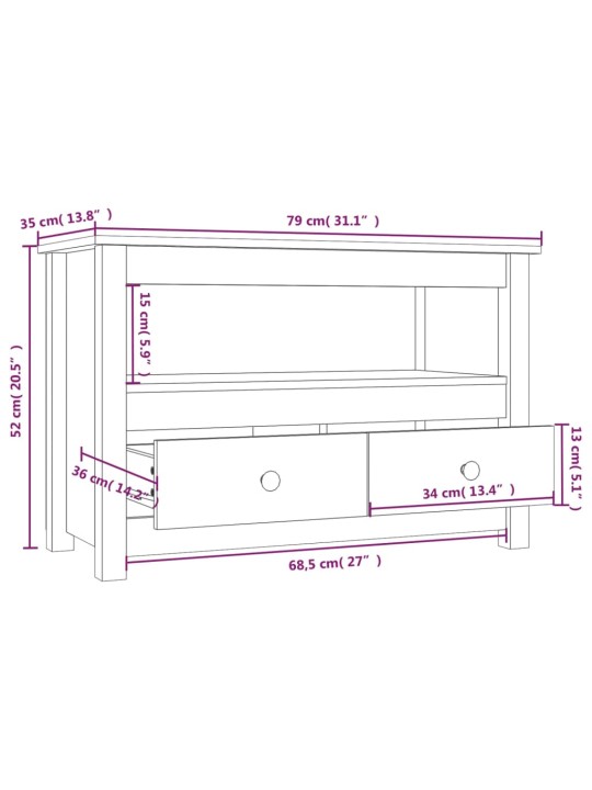 TV skříňka šedá 79x35x52 cm masivní borové dřevo