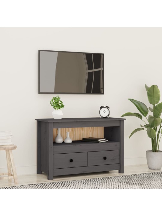 TV skříňka šedá 79x35x52 cm masivní borové dřevo
