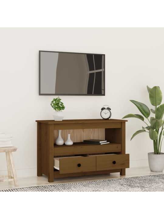 TV skříňka medově hnědá 79 x 35 x 52 cm masivní borové dřevo
