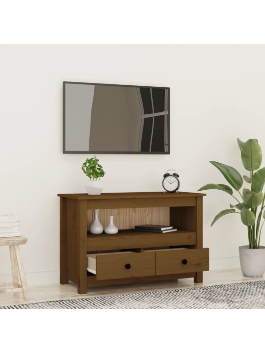 TV skříňka medově hnědá 79 x 35 x 52 cm masivní borové dřevo