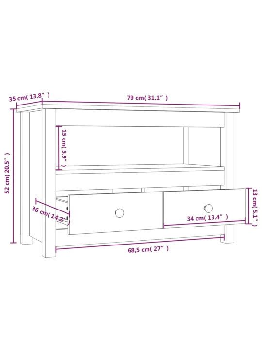 TV skříňka medově hnědá 79 x 35 x 52 cm masivní borové dřevo