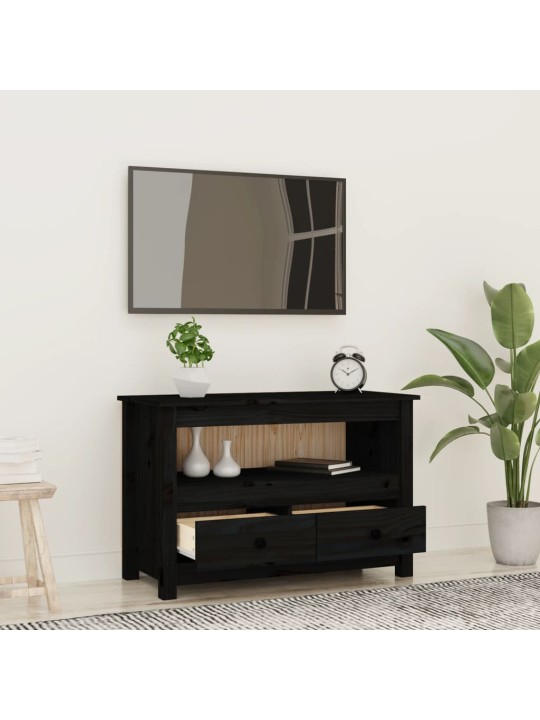TV skříňka černá 79x35x52 cm masivní borové dřevo