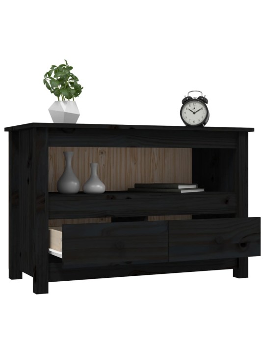 TV skříňka černá 79x35x52 cm masivní borové dřevo