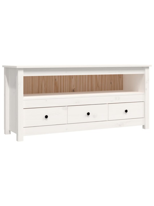 TV skříňka bílá 114x35x52 cm masivní borové dřevo