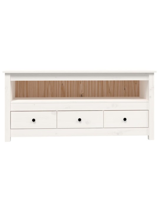 TV skříňka bílá 114x35x52 cm masivní borové dřevo