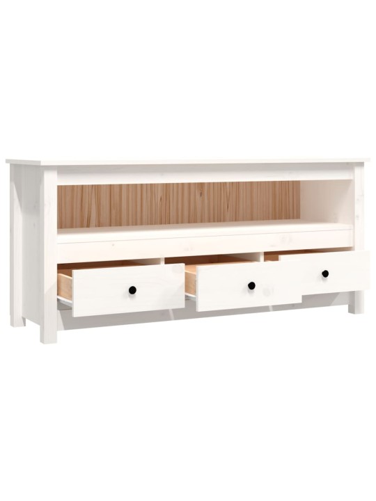 TV skříňka bílá 114x35x52 cm masivní borové dřevo