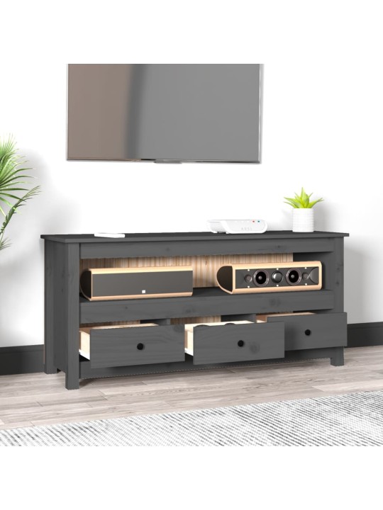 TV skříňka šedá 114x35x52 cm masivní borové dřevo