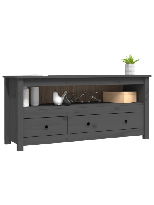 TV skříňka šedá 114x35x52 cm masivní borové dřevo