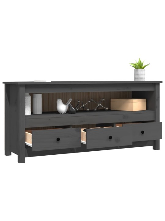 TV skříňka šedá 114x35x52 cm masivní borové dřevo