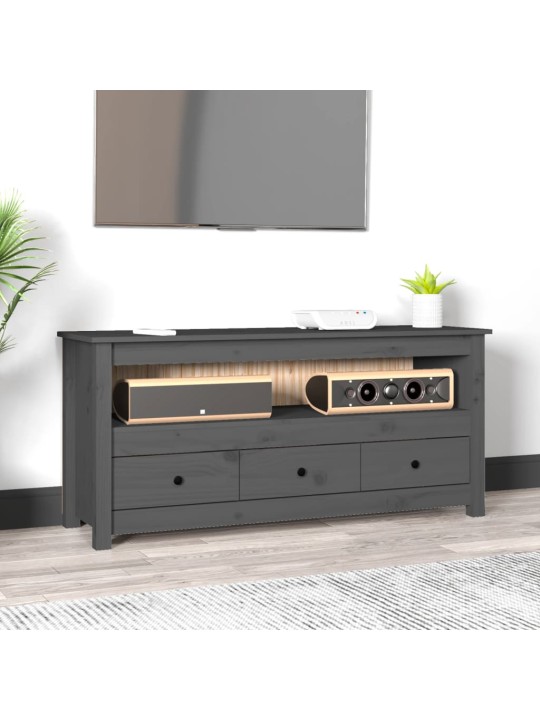 TV skříňka šedá 114x35x52 cm masivní borové dřevo