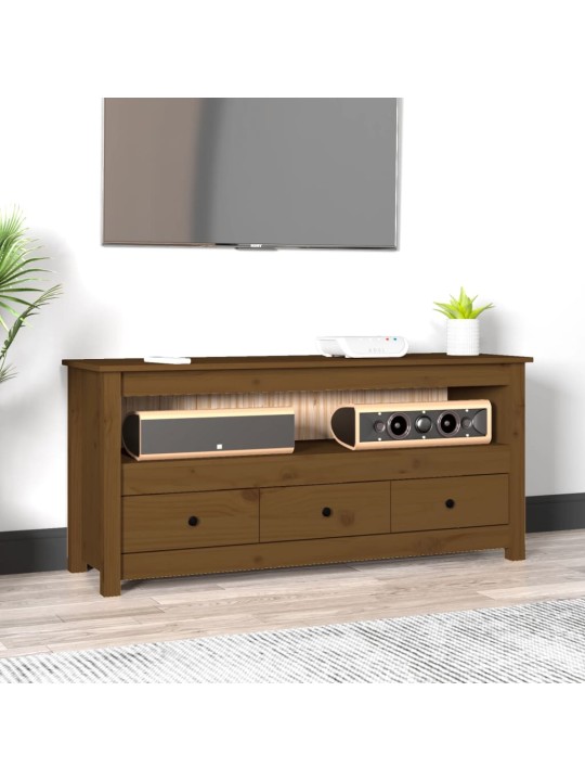 TV skříňka medově hnědá 114x35x52 cm masivní borové dřevo