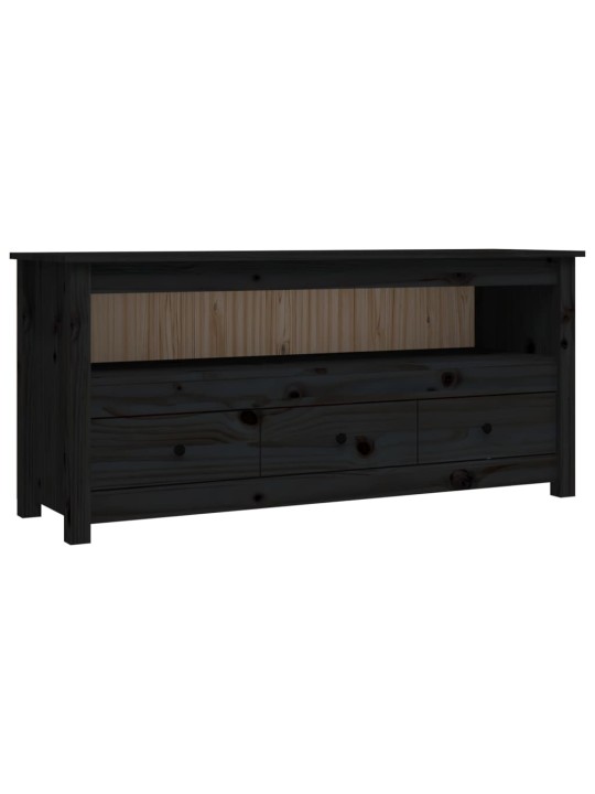TV skříňka černá 114x35x52 cm masivní borové dřevo