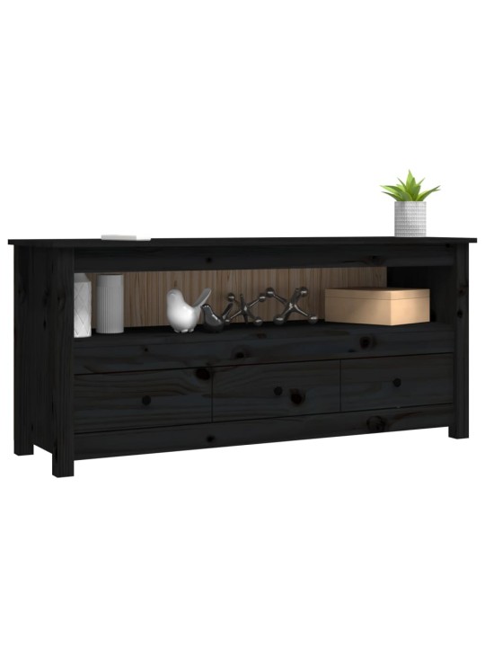 TV skříňka černá 114x35x52 cm masivní borové dřevo