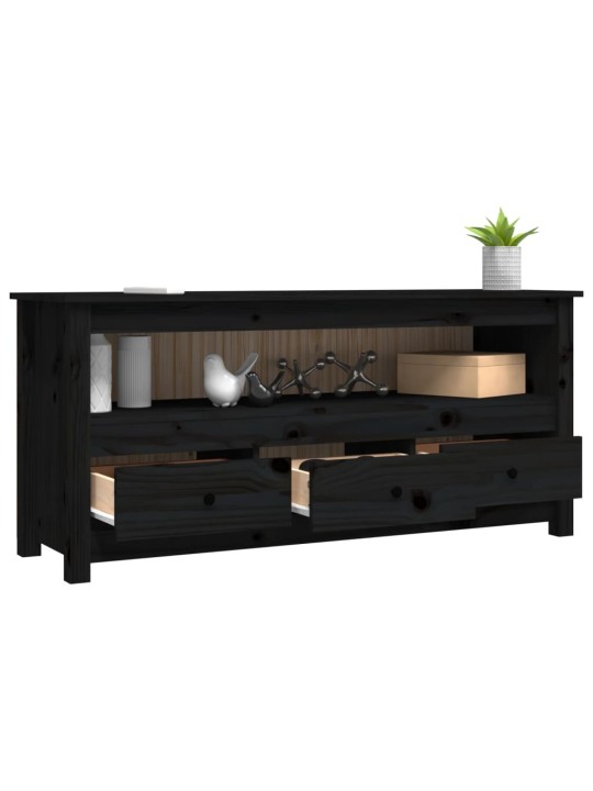 TV skříňka černá 114x35x52 cm masivní borové dřevo