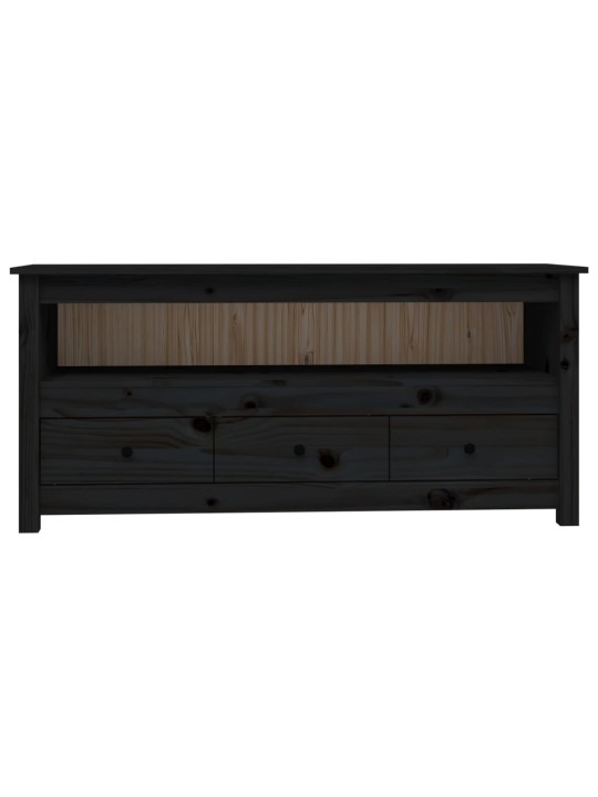 TV skříňka černá 114x35x52 cm masivní borové dřevo