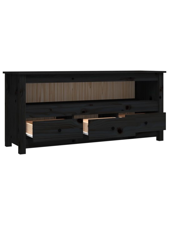 TV skříňka černá 114x35x52 cm masivní borové dřevo