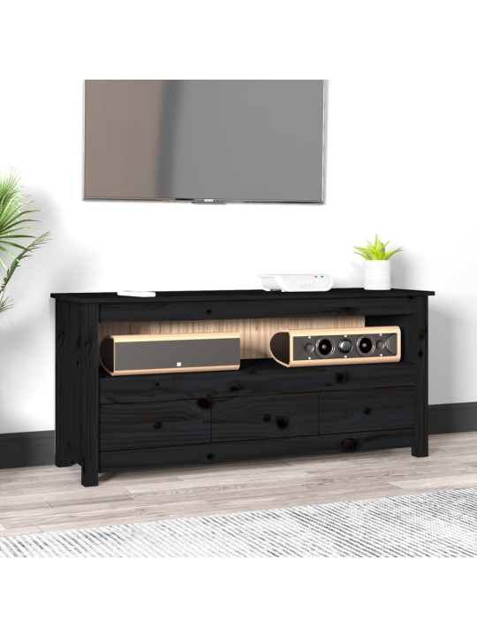 TV skříňka černá 114x35x52 cm masivní borové dřevo