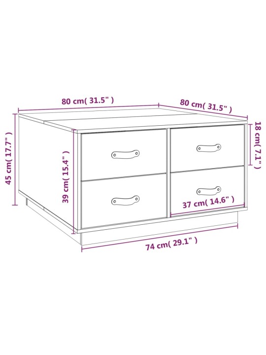 Konferenční stolek 80x80x45 cm masivní borové dřevo