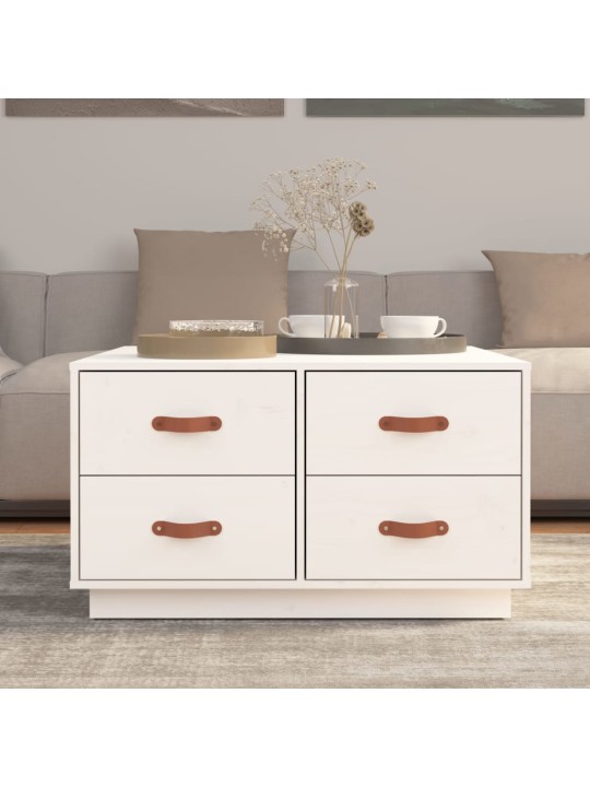 Konferenční stolek bílý 80x80x45 cm masivní borové dřevo