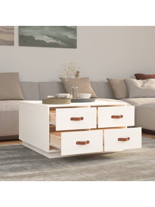 Konferenční stolek bílý 80x80x45 cm masivní borové dřevo
