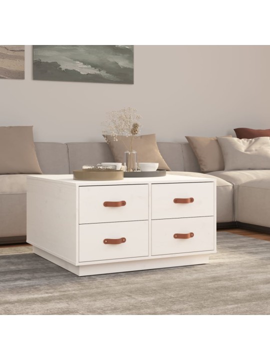 Konferenční stolek bílý 80x80x45 cm masivní borové dřevo