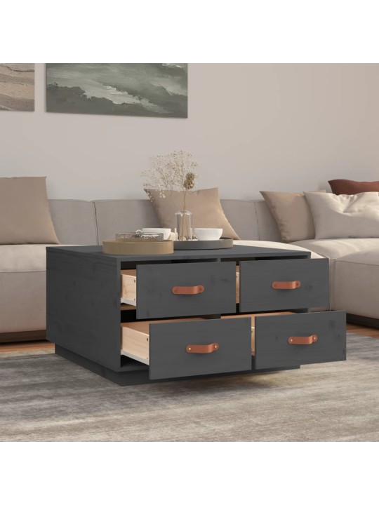 Konferenční stolek šedý 80 x 80 x 45 cm masivní borové dřevo