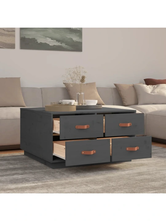 Konferenční stolek šedý 80 x 80 x 45 cm masivní borové dřevo