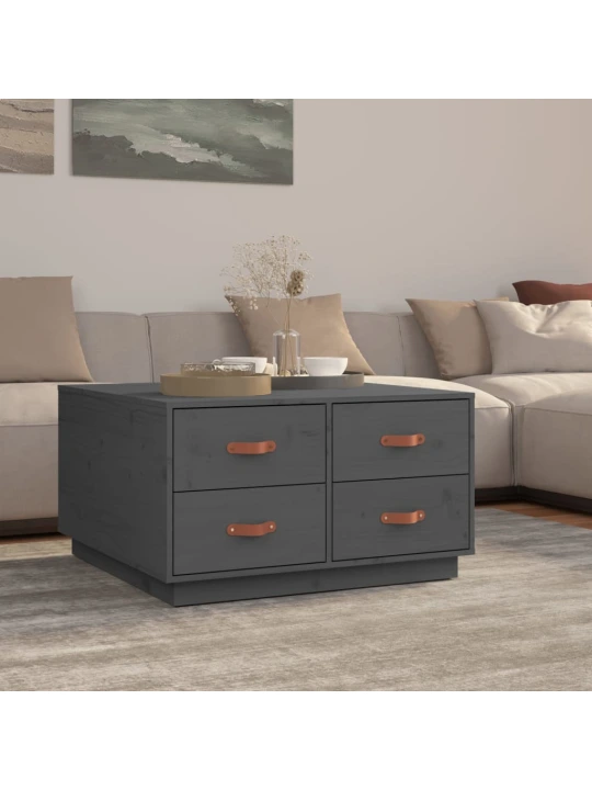 Konferenční stolek šedý 80 x 80 x 45 cm masivní borové dřevo