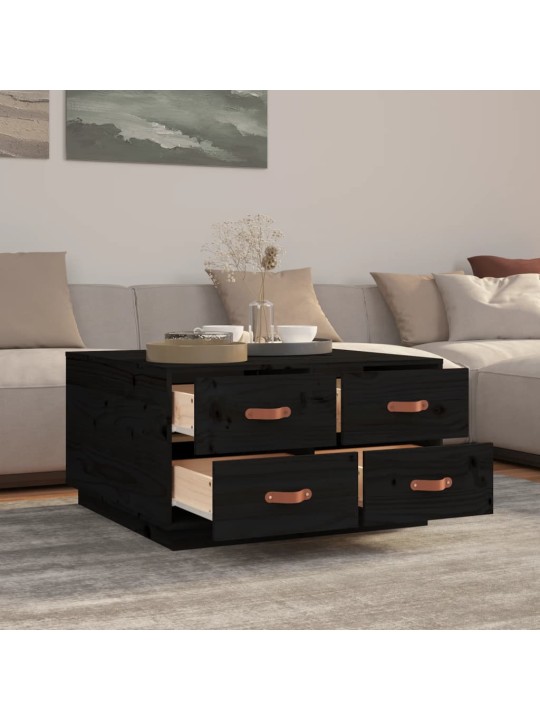 Konferenční stolek černý 80x80x45 cm masivní borové dřevo