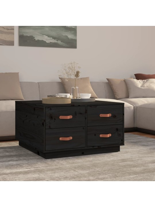 Konferenční stolek černý 80x80x45 cm masivní borové dřevo