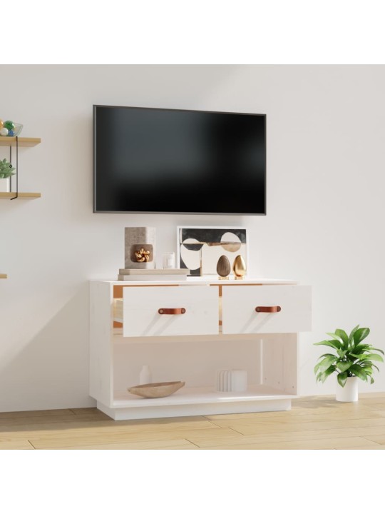 TV skříňka bílá 90x40x60 cm masivní borové dřevo