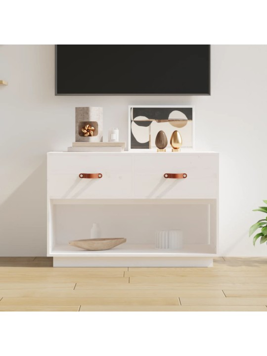 TV skříňka bílá 90x40x60 cm masivní borové dřevo