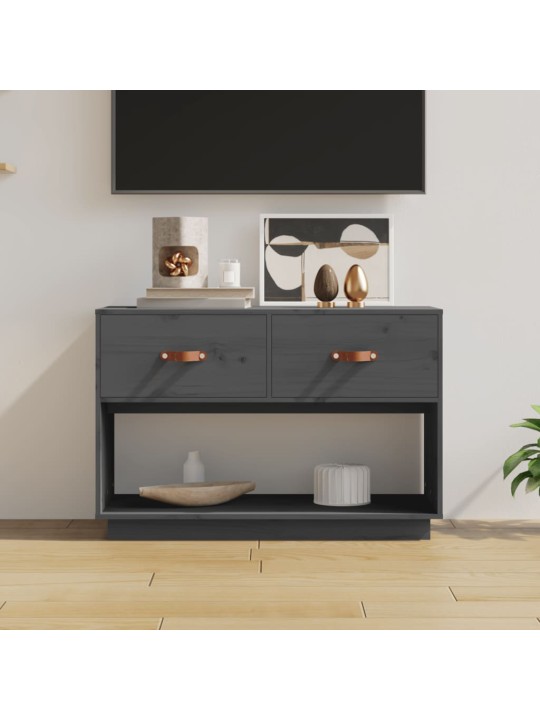 TV skříňka šedá 90 x 40 x 60 cm masivní borové dřevo