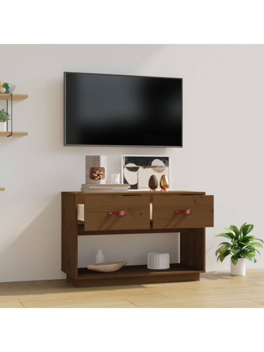 TV skříňka medově hnědá 90x40x60 cm masivní borové dřevo