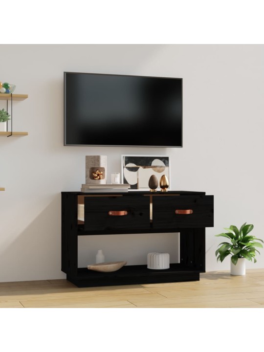 TV skříňka černá 90x40x60 cm masivní borové dřevo