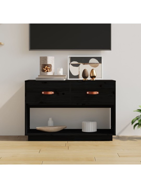 TV skříňka černá 90x40x60 cm masivní borové dřevo