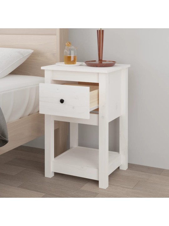 Noční stolky 2 ks bílé 40 x 35 x 61,5 cm masivní borové dřevo