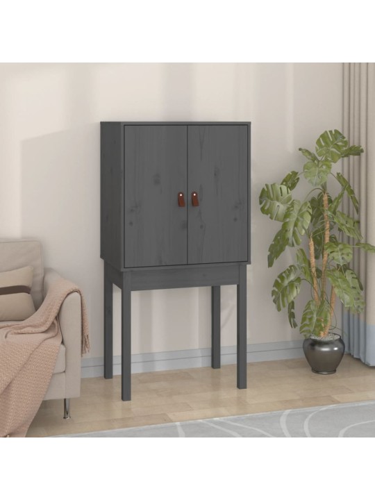 Skříň highboard šedá 60x40x120 cm masivní borové dřevo