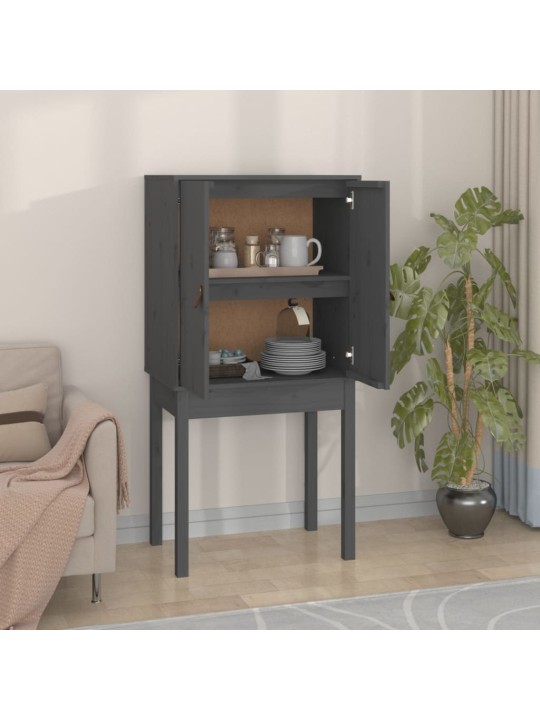 Skříň highboard šedá 60x40x120 cm masivní borové dřevo