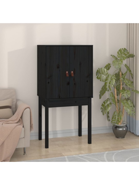 Skříň highboard černá 60x40x120 cm masivní borové dřevo