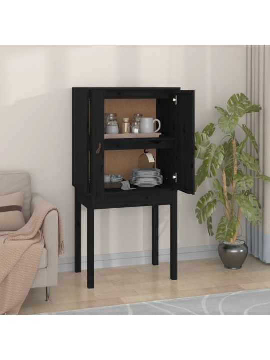 Skříň highboard černá 60x40x120 cm masivní borové dřevo