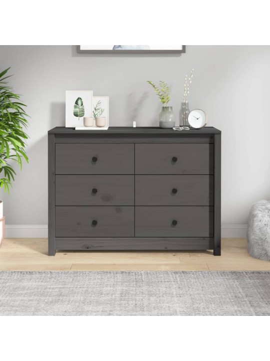 Odkládací skříňka šedá 100x40x72 cm masivní borové dřevo