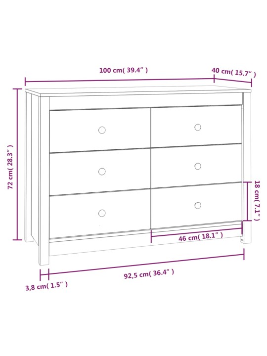 TV skříňka medově hnědá 100x40x72 cm masivní borové dřevo