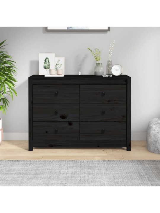 Odkládací skříňka černá 100 x 40 x 72 cm masivní borové dřevo